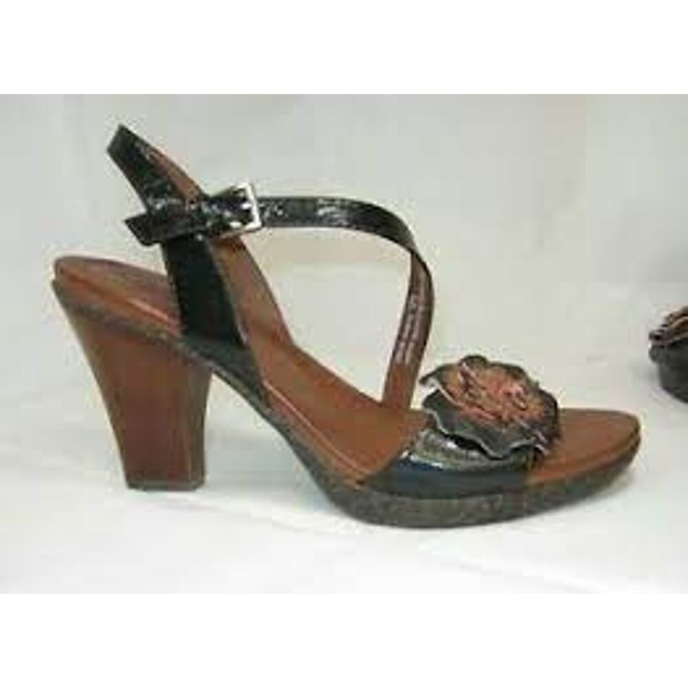 Naya Airena Black Brown Leather Bamboo Heel 3" Business Casual Women's Shoe 8.5